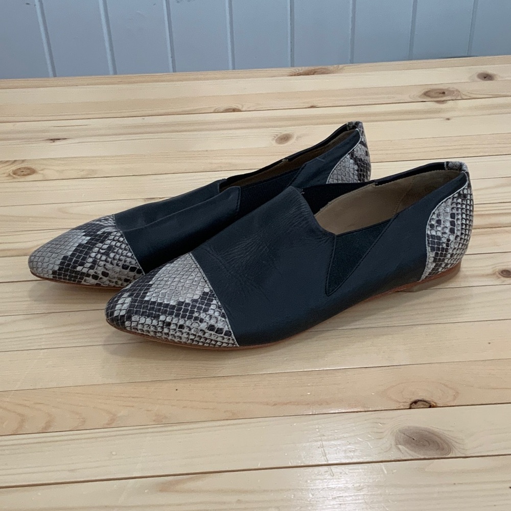 Poppy Barley Black and Snake Print Women's Loafers